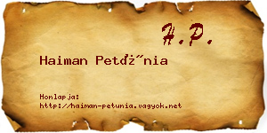 Haiman Petúnia névjegykártya